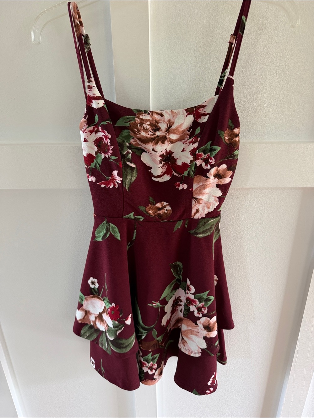 Women's Burgundy Floral Spaghetti-Strap Camisole